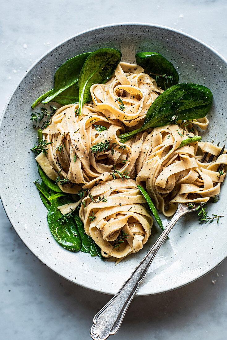 Homemade Tagliatelle with Spinach