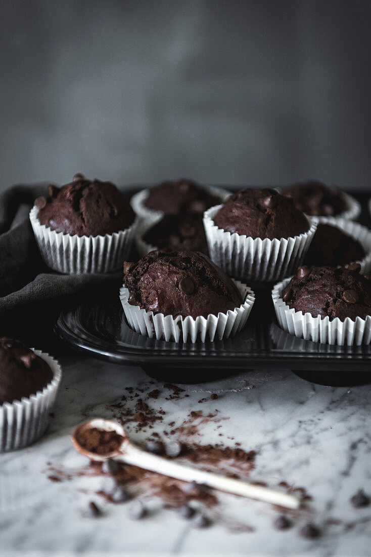 Chocolate and banana muffins