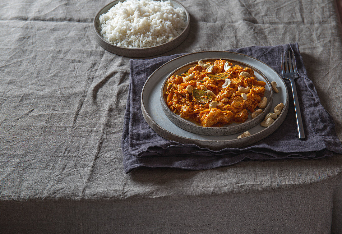 Tradishional Indian Food Lamb Korma with Cashew.