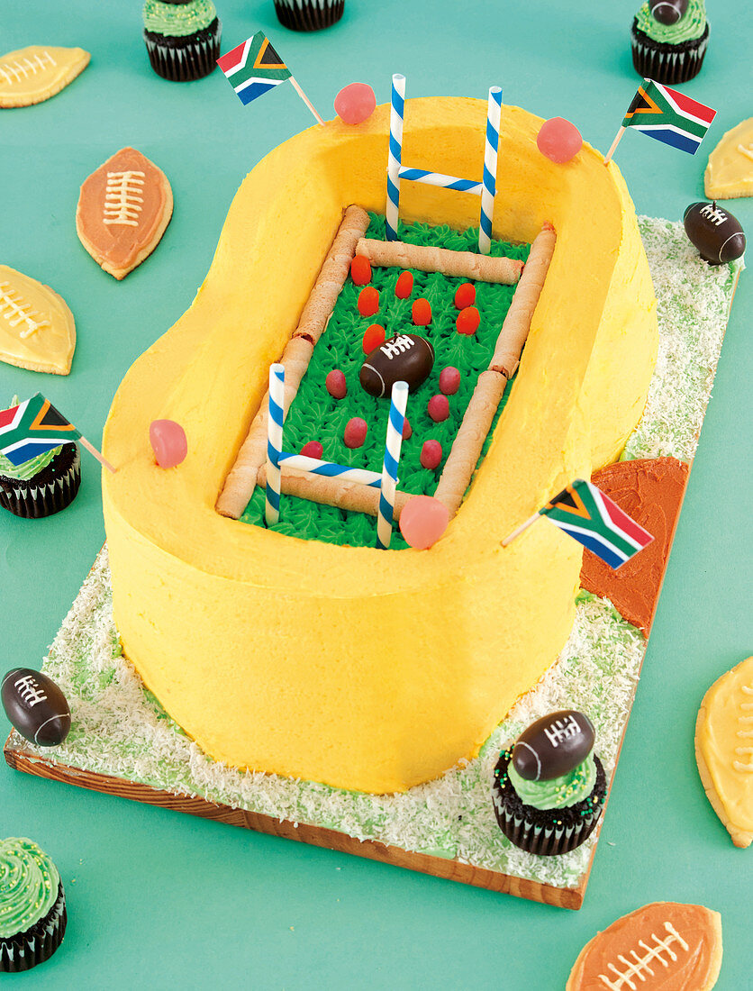 Motif Cake For Rugby Party License Images Stockfood