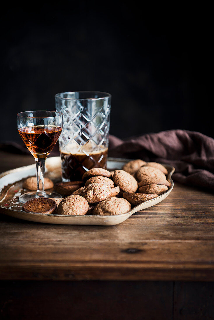 Still Life with Amaretti Cookies, Coffee and Liquor