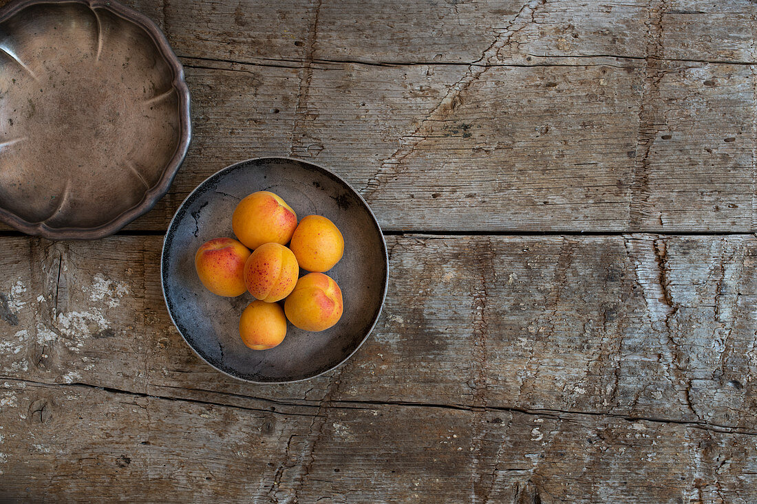 Apricots In Silver Bowl