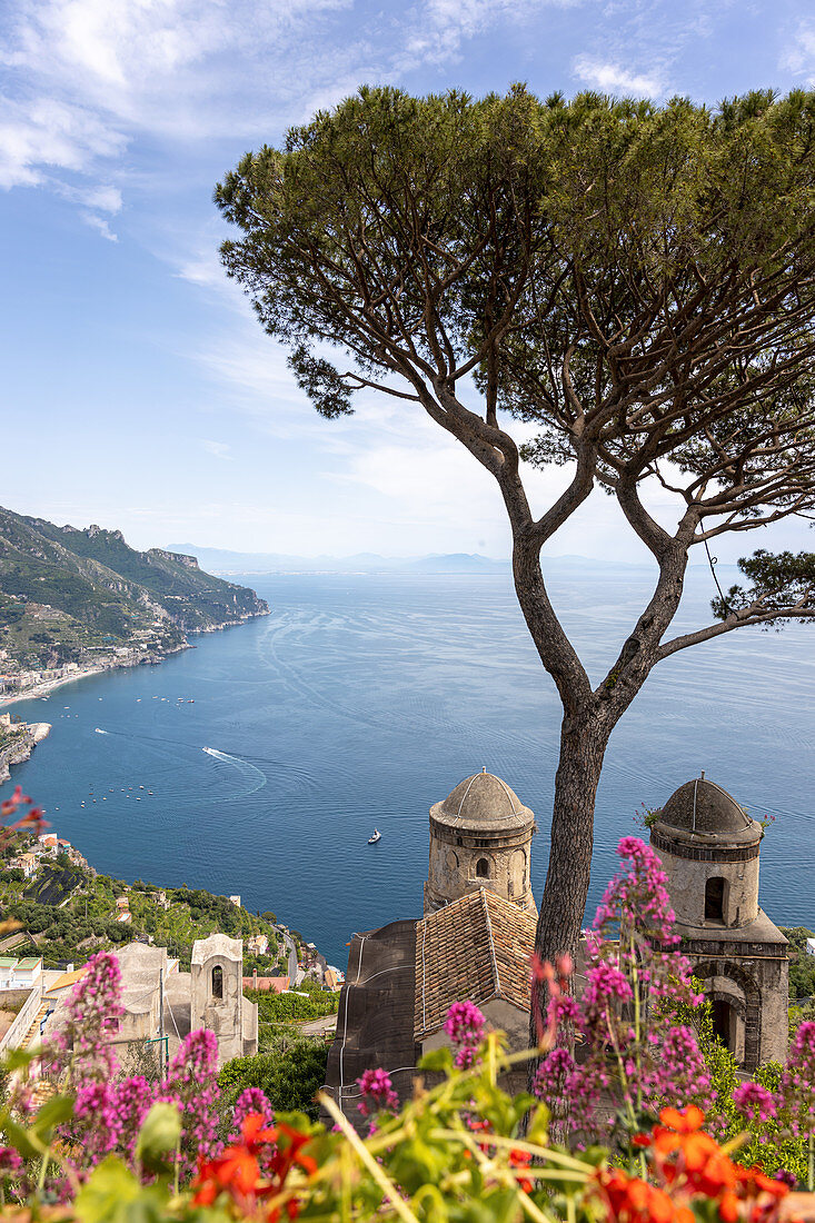 A view from the garden of Villa Ruffolo over the Torre Annunziata, Amalfi Coast, Italy