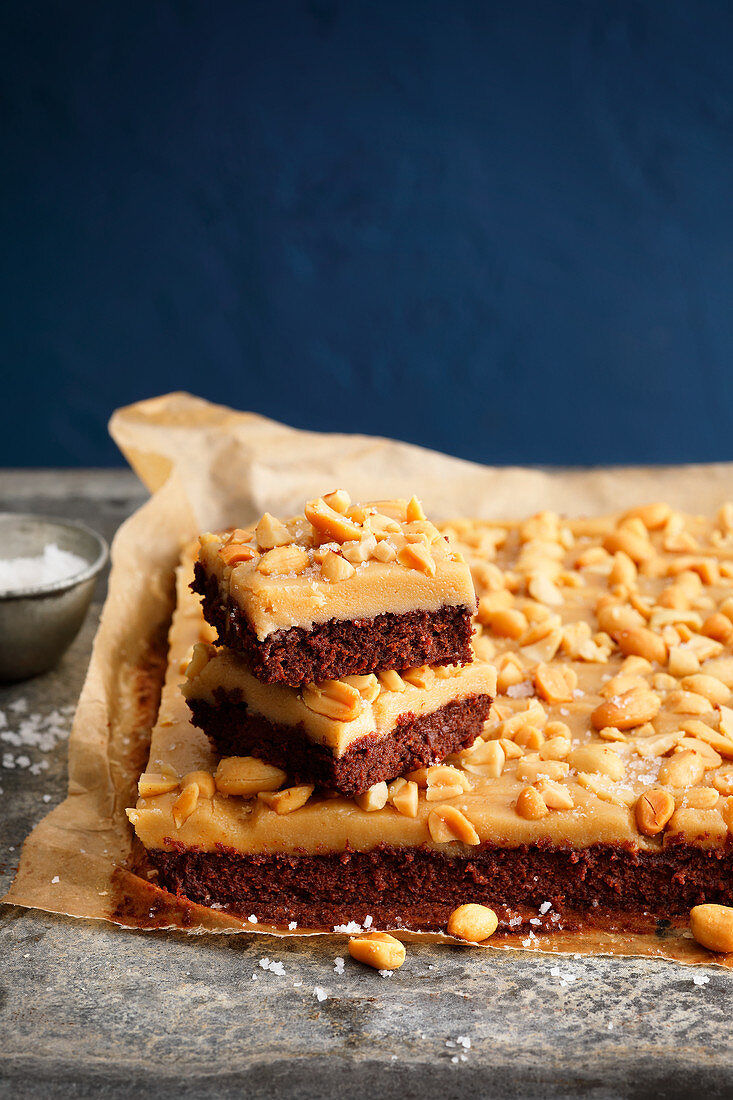 Salted caramel and peanut brownies