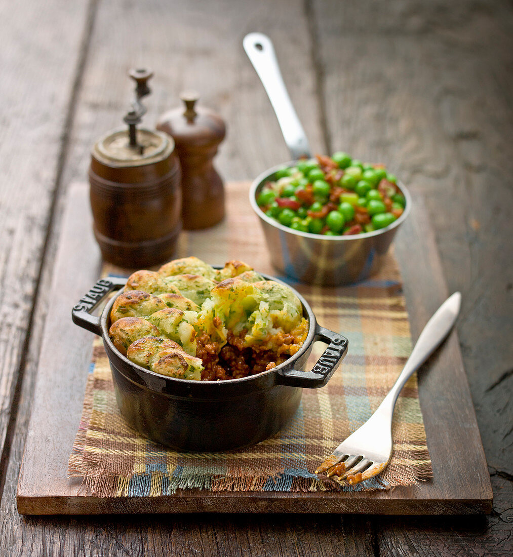 Shepherds pie, with a piped mash potato topping
