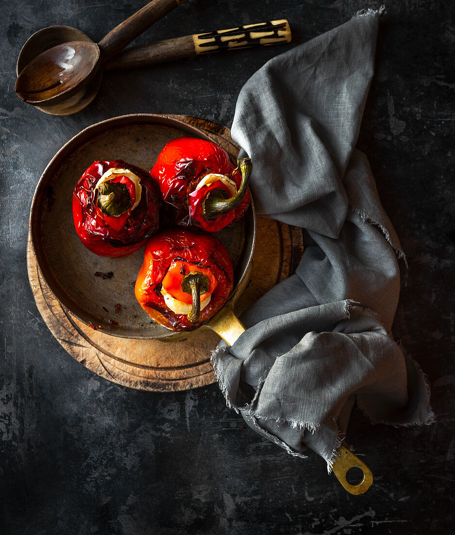 Roasted stuffed red peppers