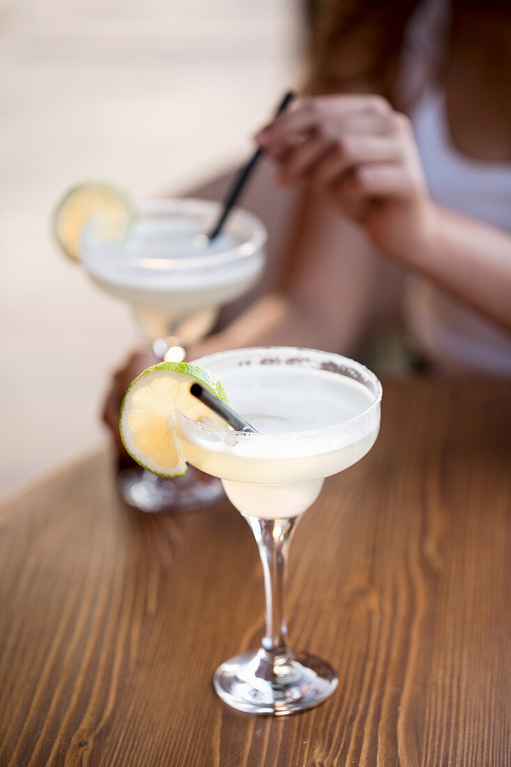 Two Alcohol Cocktails on the Table