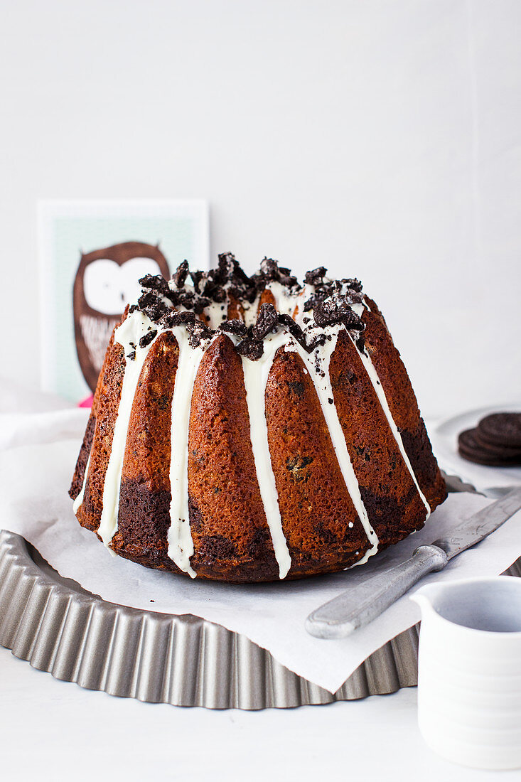 A cookies and cream marble cake