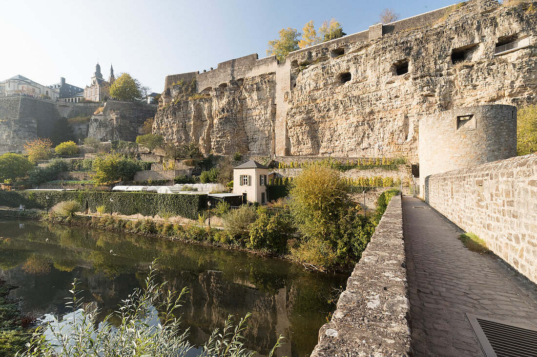The Alzette river with the casemates (Casemates du Bock), Grund, Luxembourg