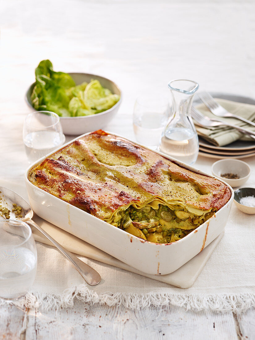 Lasagne with pesto and summer vegetables