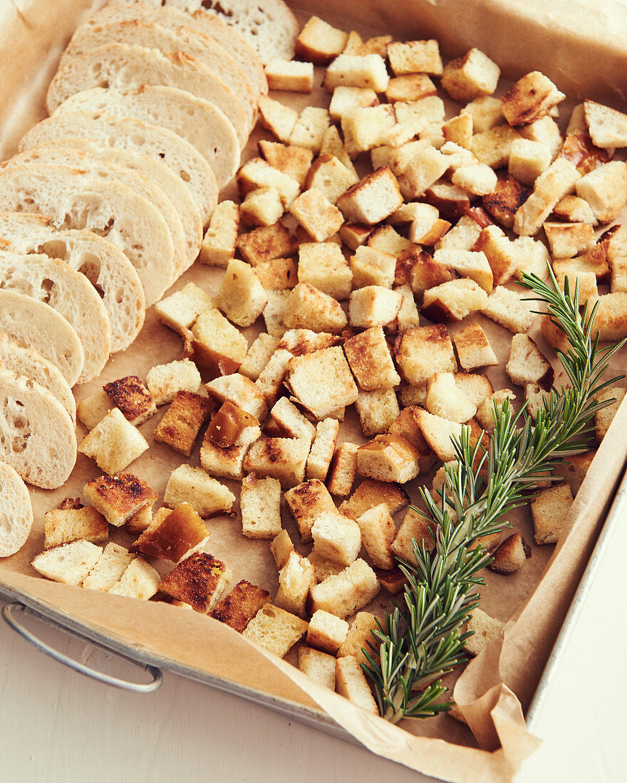 Bread crisps, bread sticks and croutons