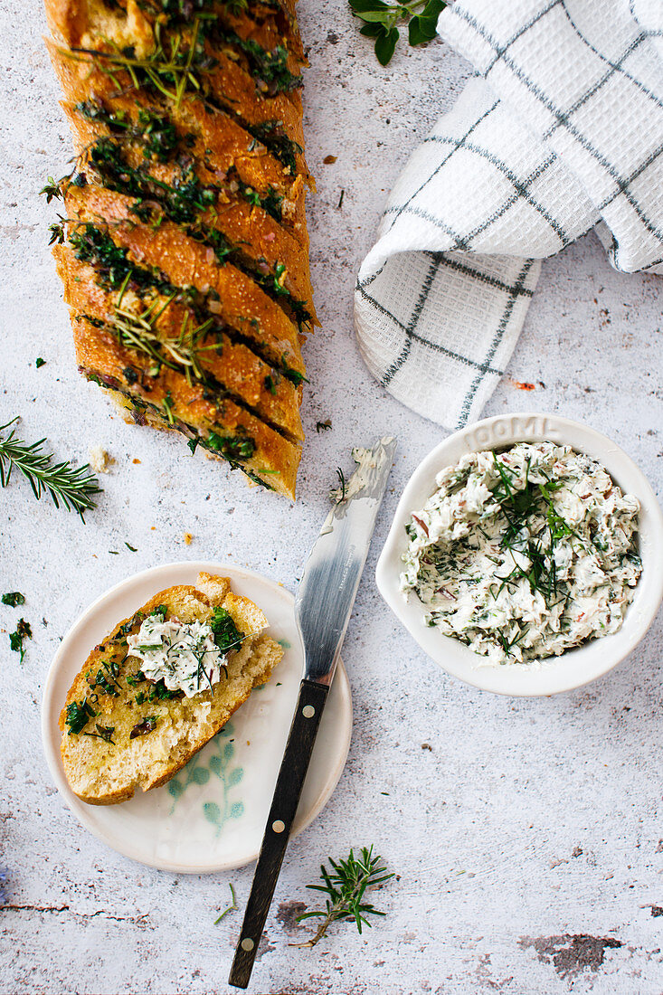 A herb butter baguette