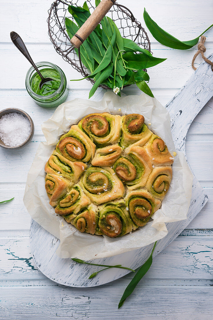 Savoury wild garlic bread