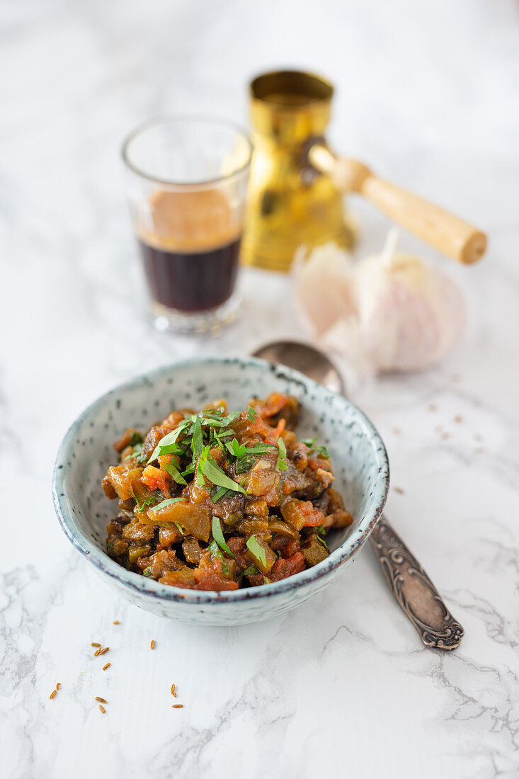 Taktouka (salad with roasted peppers, Morocco)