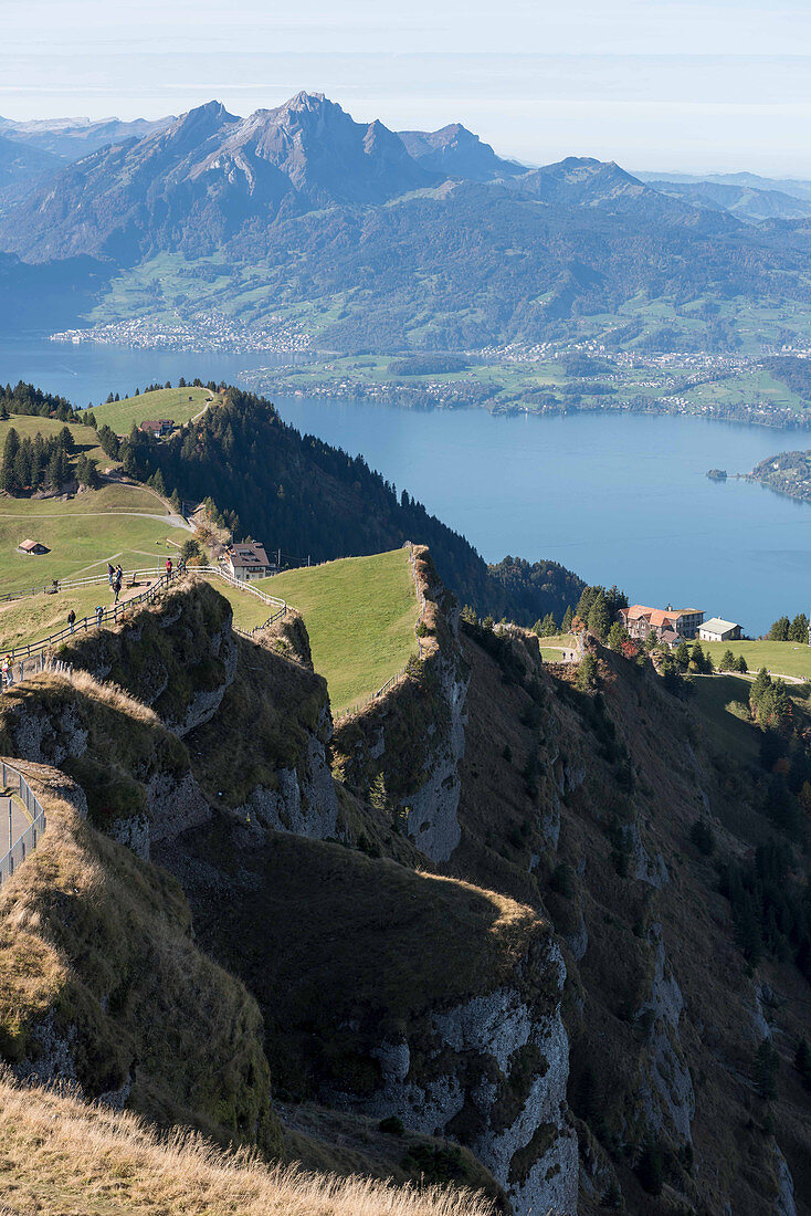 A mountain panorama including Mount Rigi and Lake Lucerne, Lucerne, Switzerland