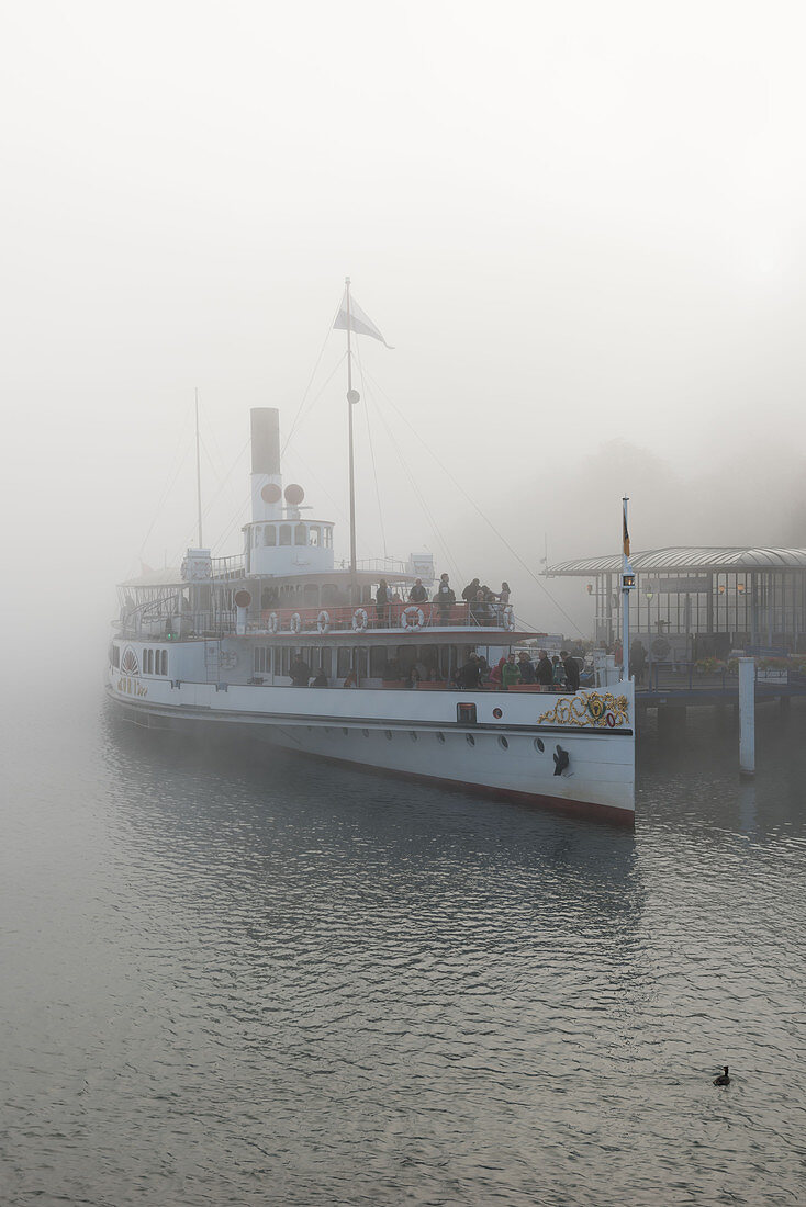 A paddle steamer in the mist, Lucerne, Switzerland