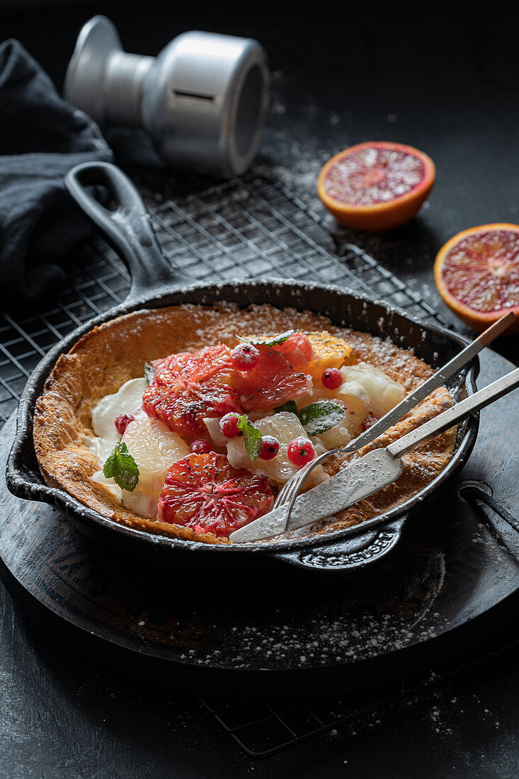 Dutch baby with blood oranges