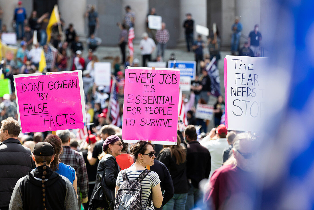 Anti-lockdown protest, Olympia, Washington, USA