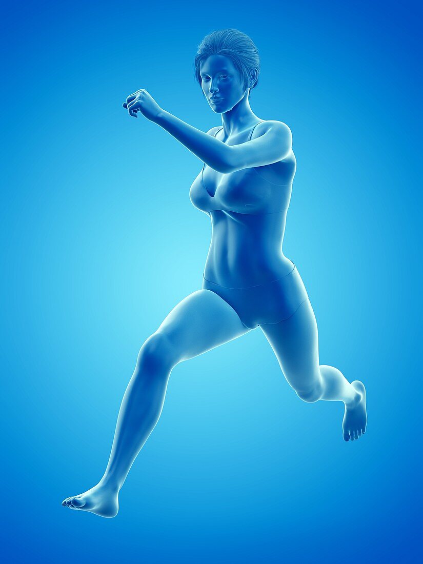 Woman running, illustration