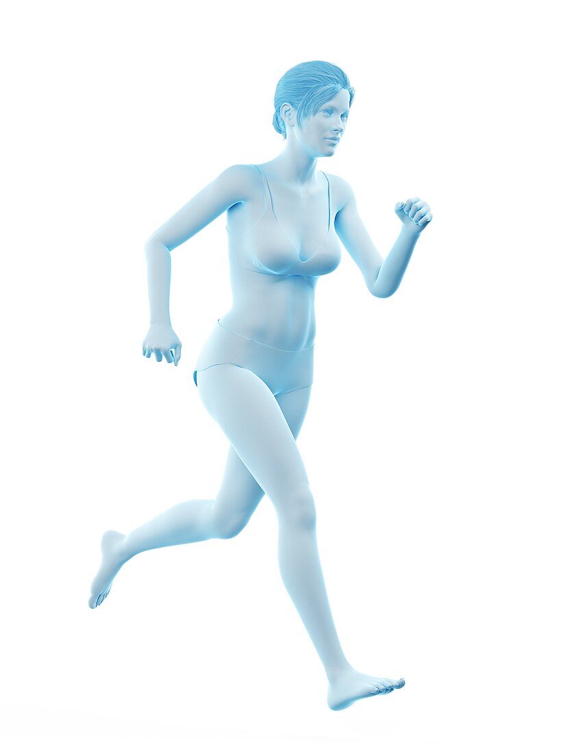 Woman running, illustration