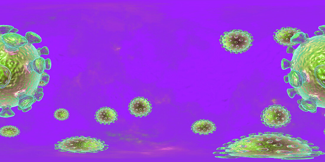 Covid-19 coronavirus particles, illustration