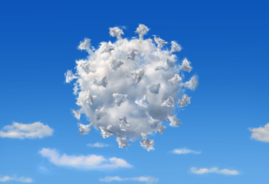 Coronavirus-shaped cloud, conceptual illustration
