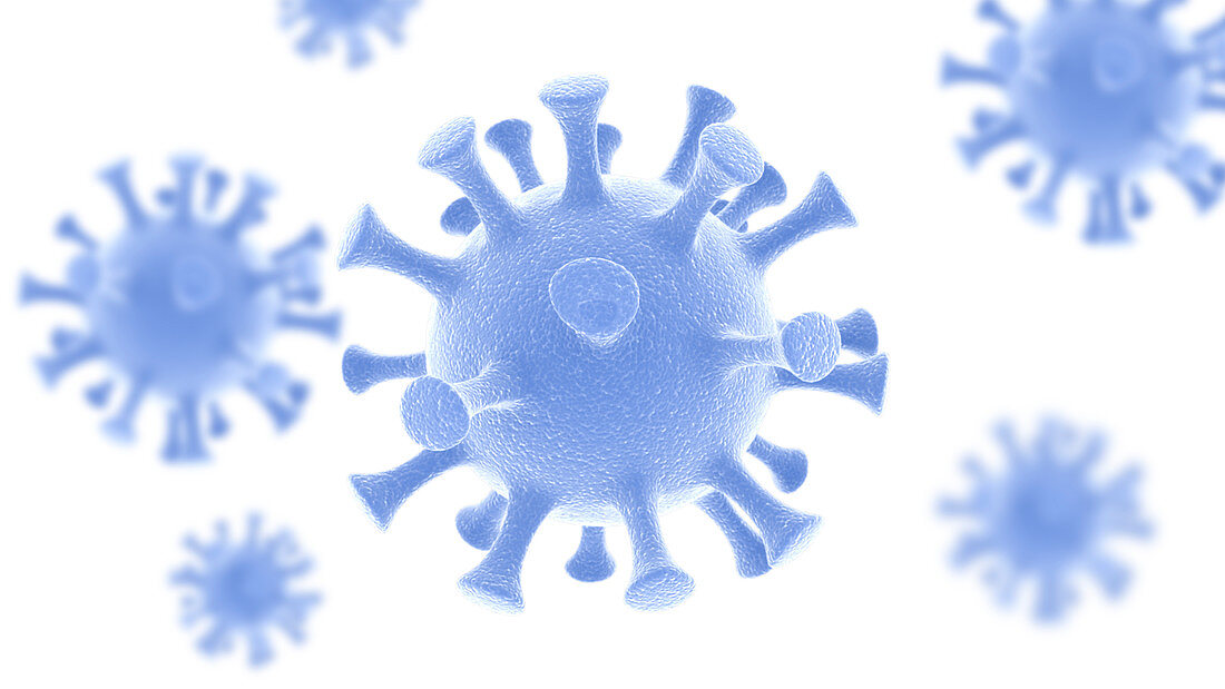 Covid-19 coronavirus particles, illustration