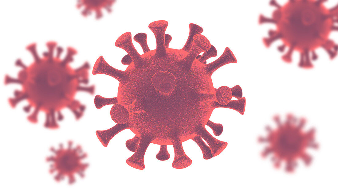 Covid-19 coronavirus particles, illustration