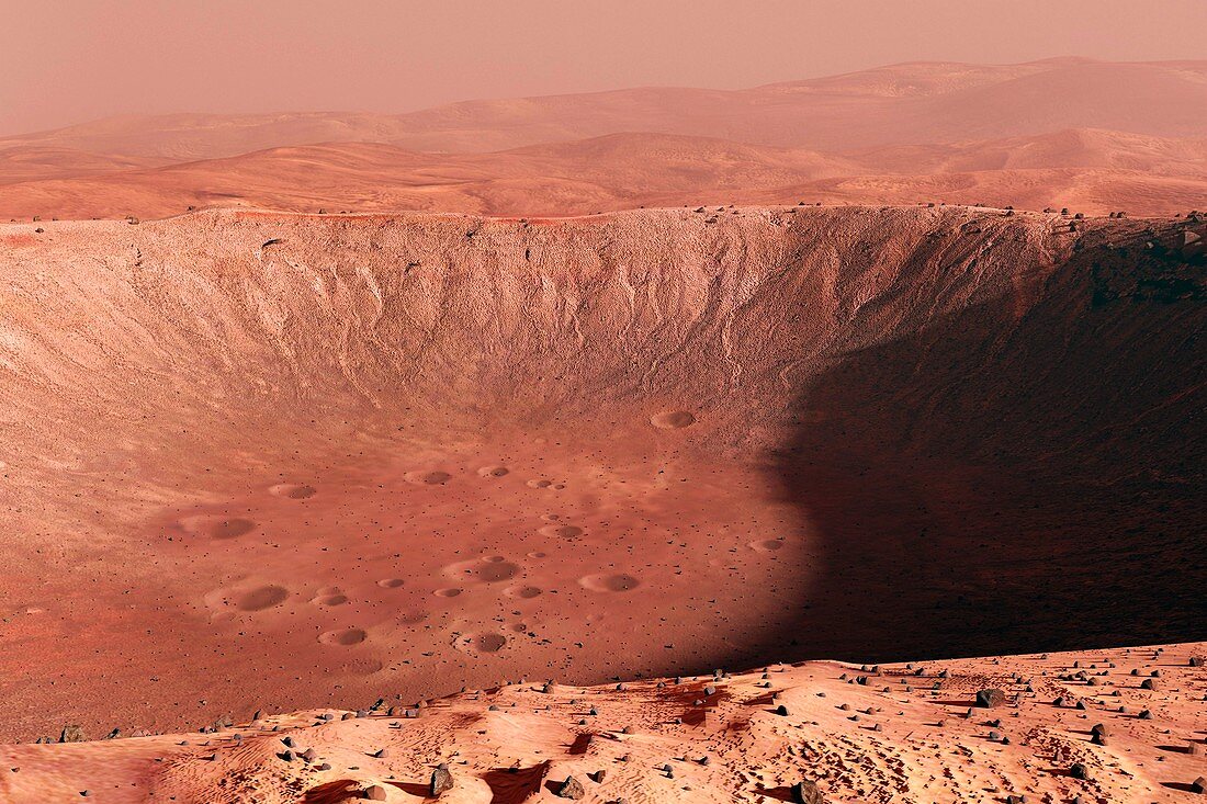 Crater on Mars, illustration