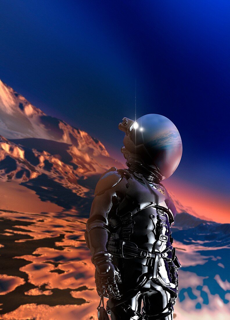 Astronaut on planet, illustration
