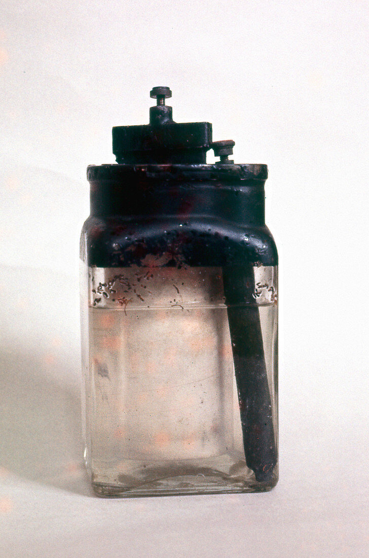 Leclanche wet cell, an early storage battery, 20th century