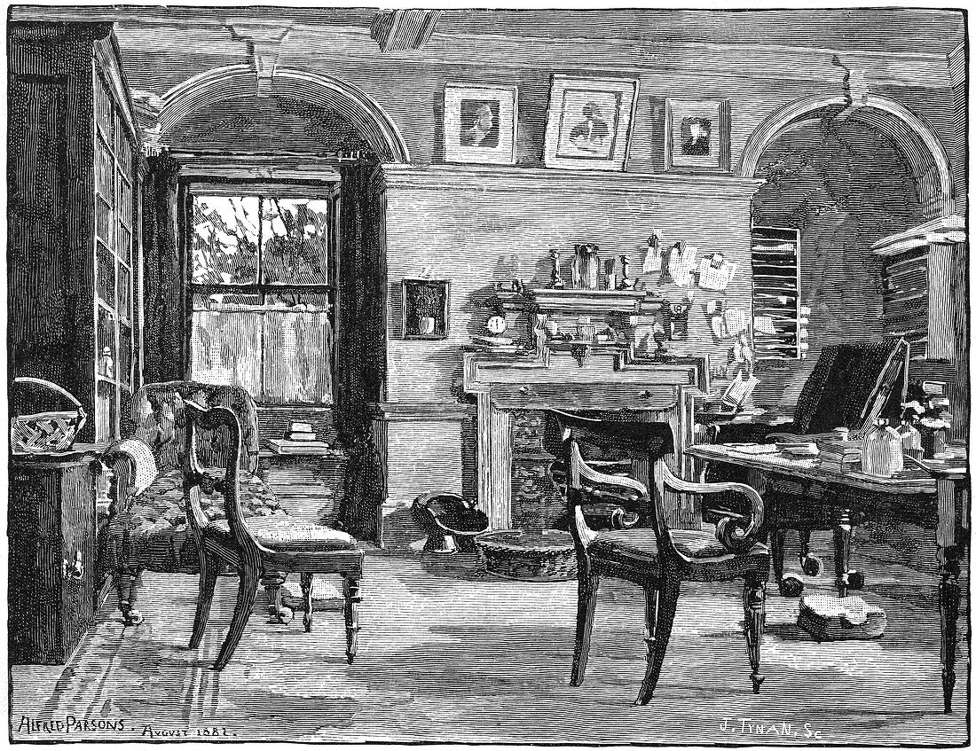 Darwin's study at Down House, near Beckenham, Kent, 1883