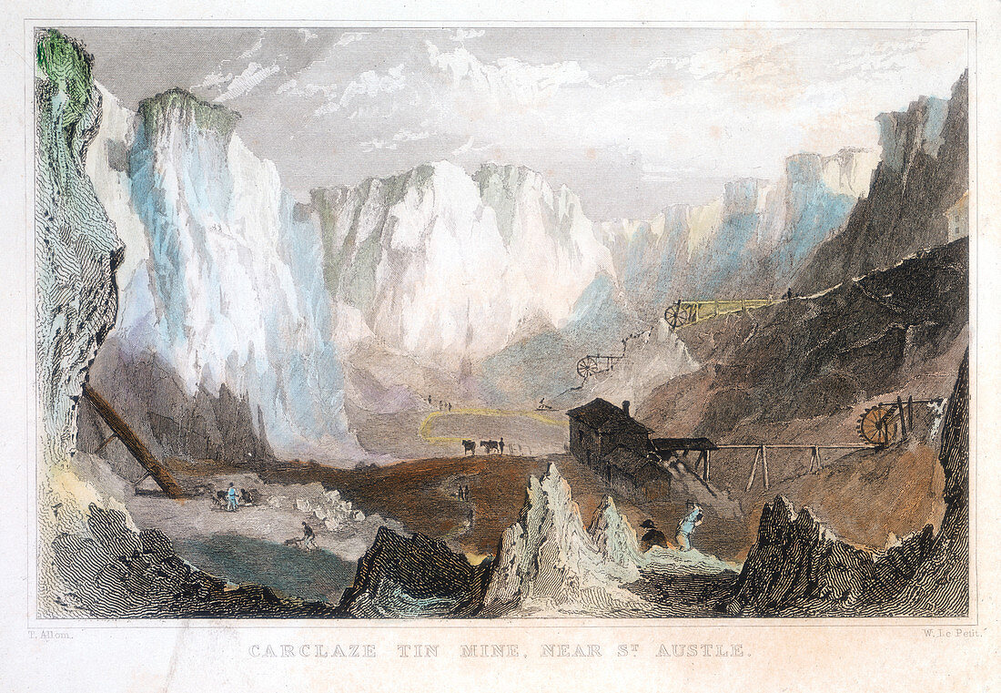 Carglaze tin mine, near St Austell, Cornwall, England, c1825