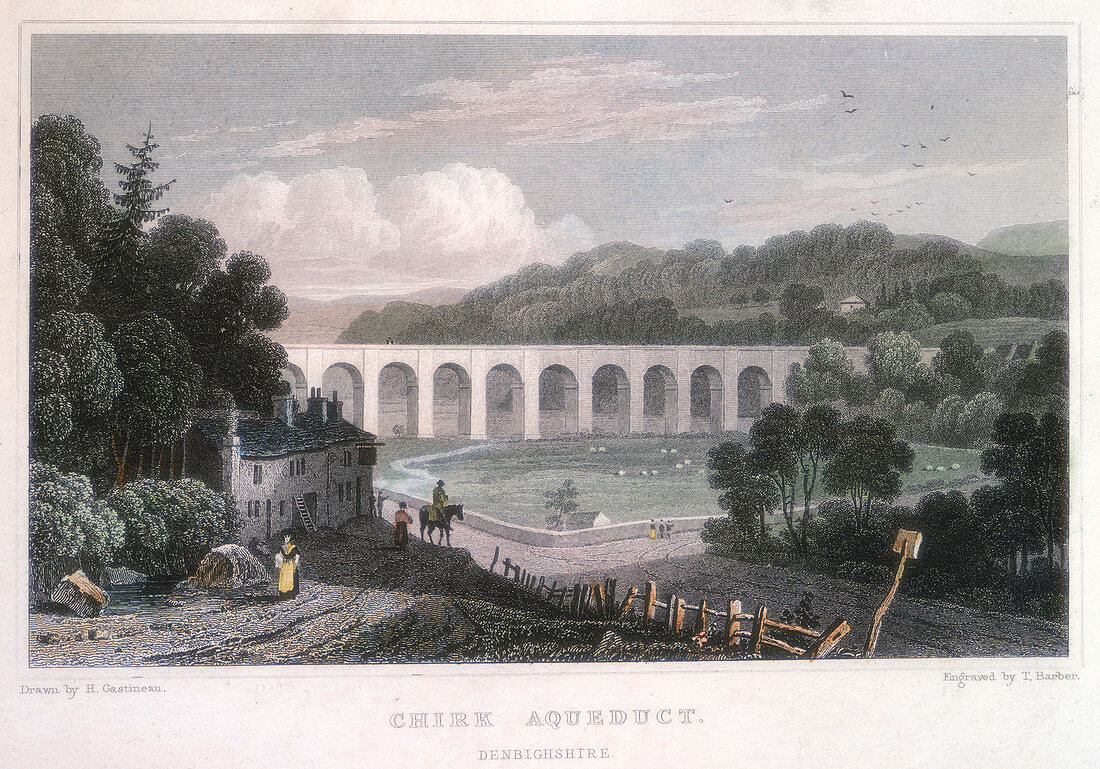 Chirk Aqueduct on the Ellesmere Canal, c1829