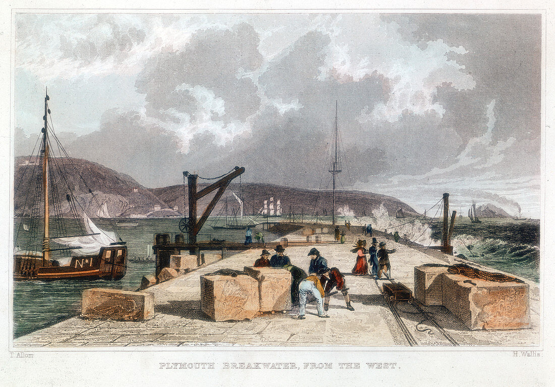 Plymouth Breakwater from the West', 1829