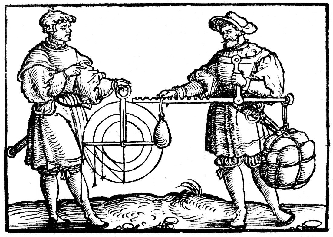 Weighing with a steelyard, 1547
