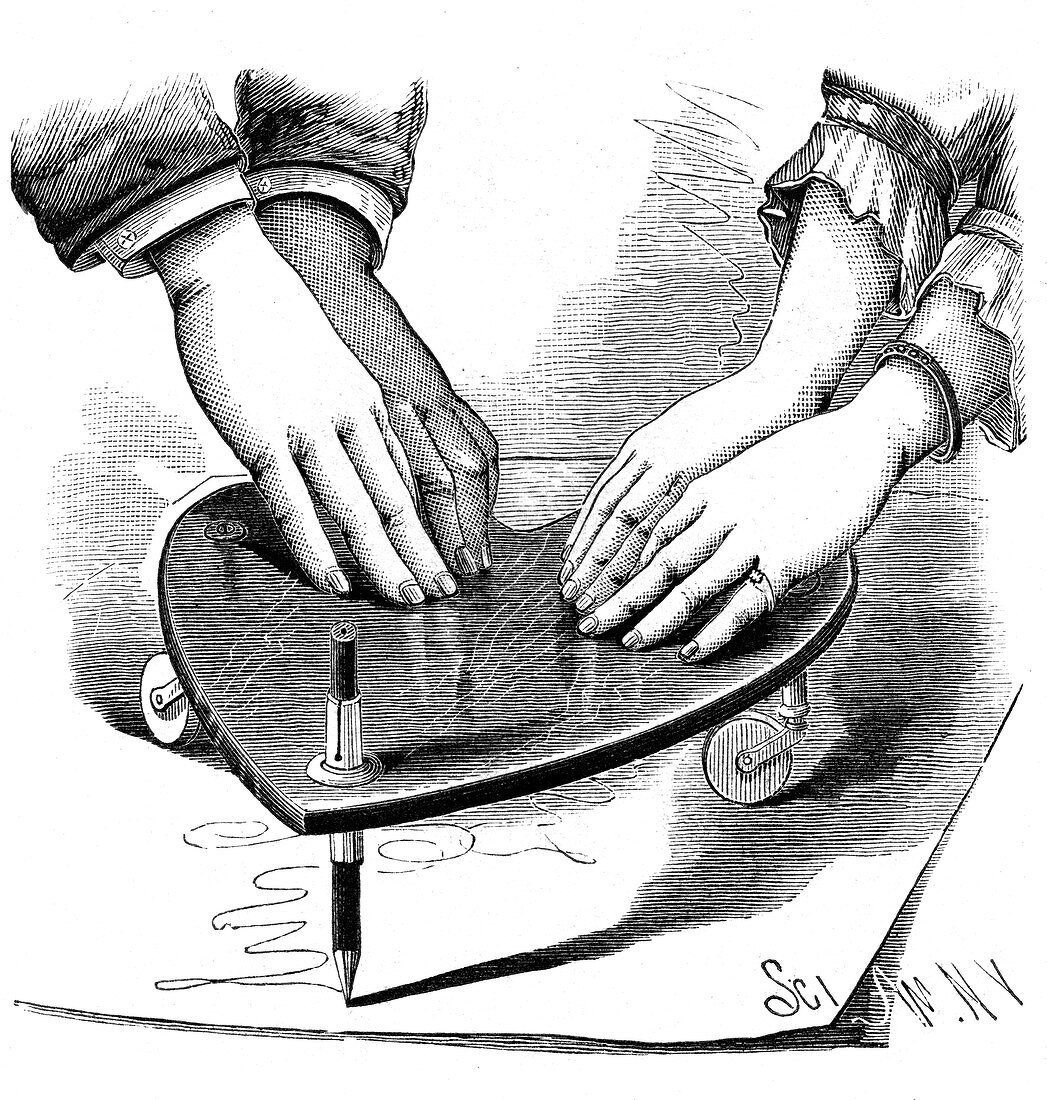 Planchette or ouija board, 1885