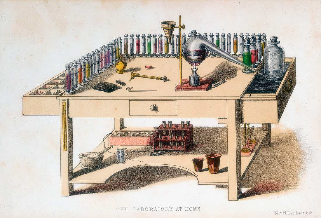 The amateur chemist's laboratory bench, 1860