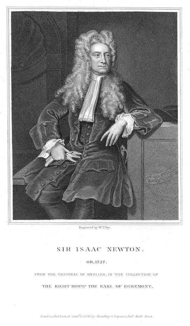 Isaac Newton, English mathematician and physicist, 1836