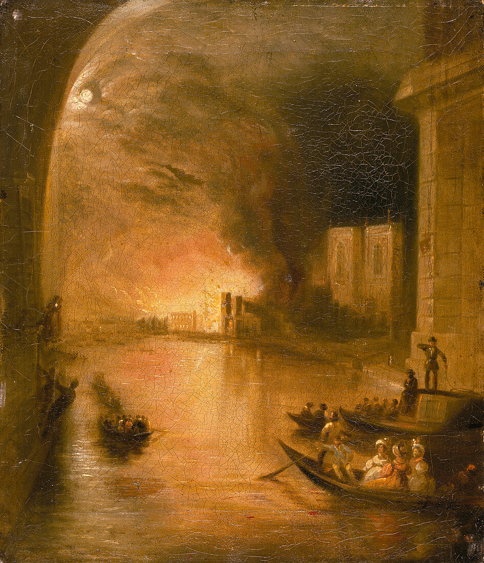 The Palace of Westminster on Fire', 1834