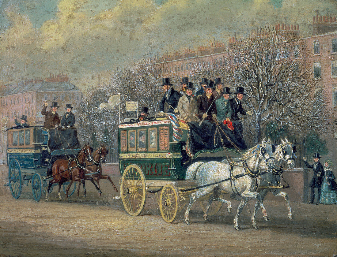 A Street Scene with Two Omnibuses', 1845.