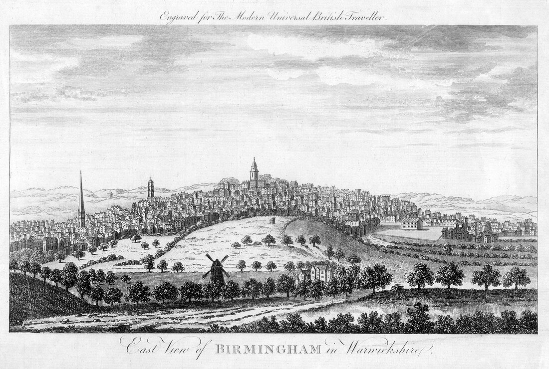 East View of Birmingham in Warwickshire', 1779