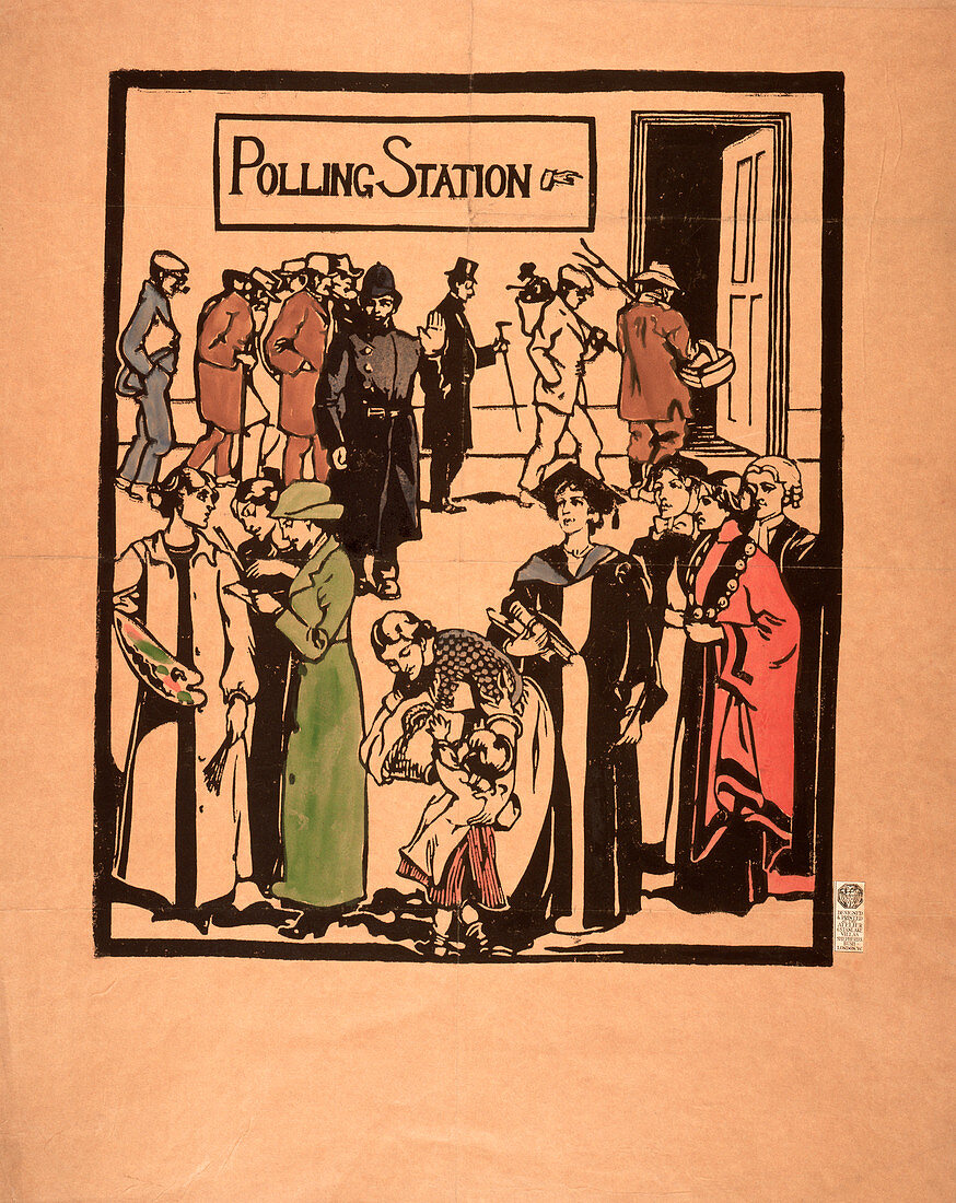 Polling station poster, c1910