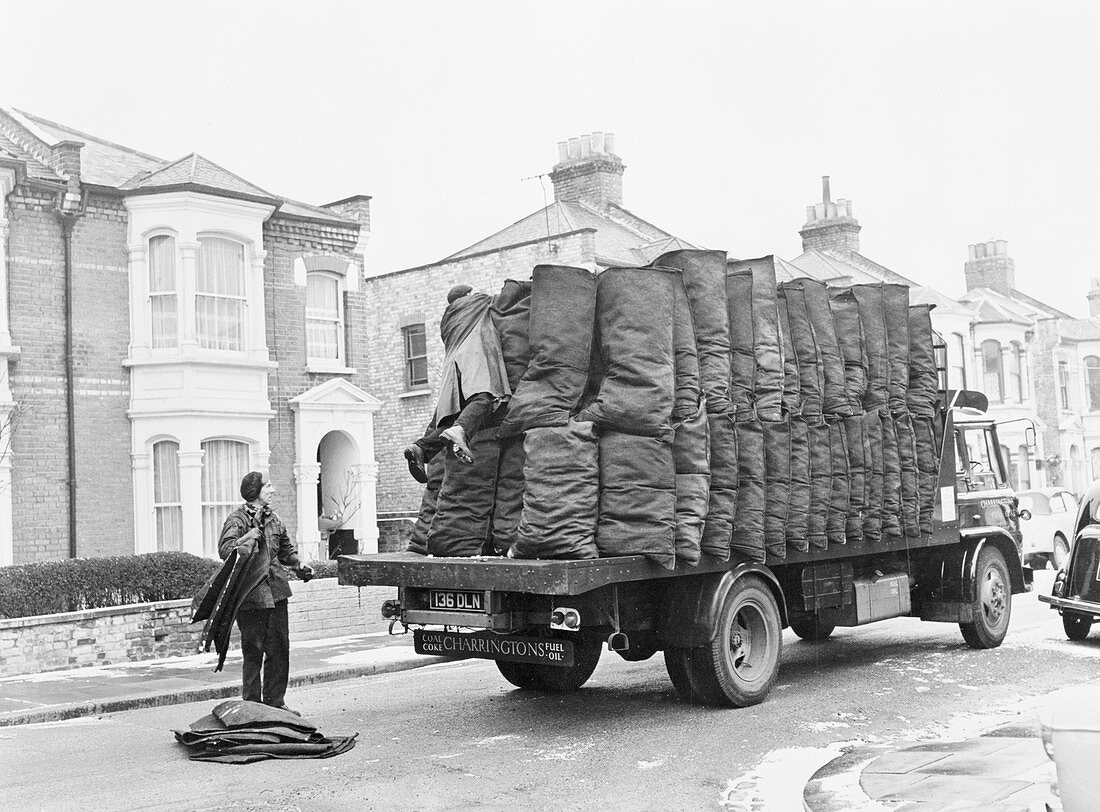 Charringtons delivering sacks of coal