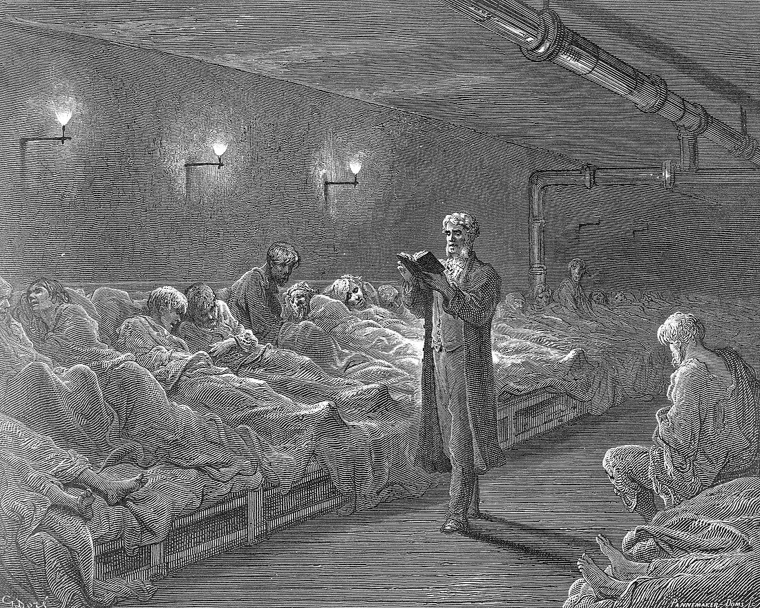 Scripture Reader in a Night Refuge', 1872