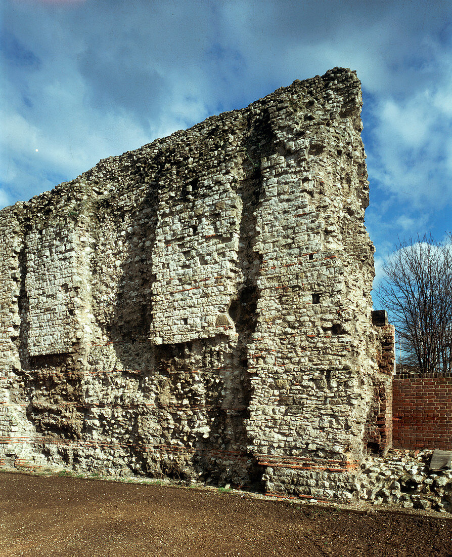 A section of the City wall at Tower Hill, London