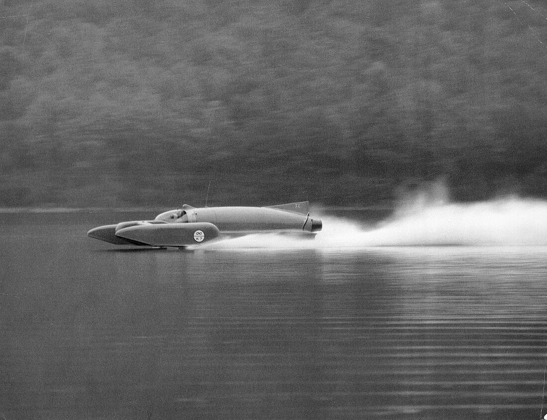 Donald Campbell in Bluebird K7, Coniston Water, 1958