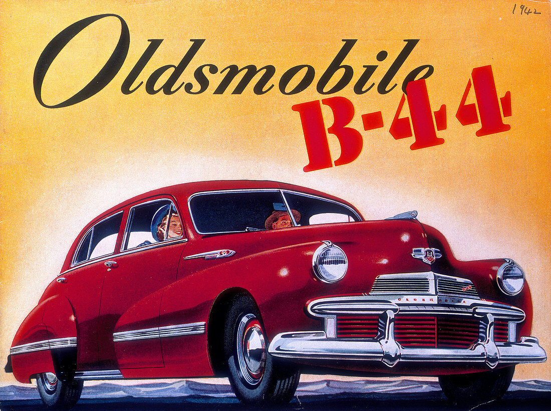Poster advertising an Oldsmobile B44, 1942