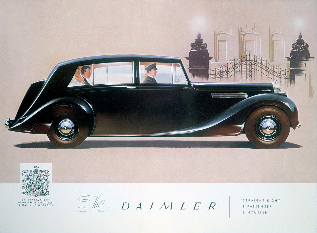 Poster advertising the Daimler Straight 8 limousine, 1947