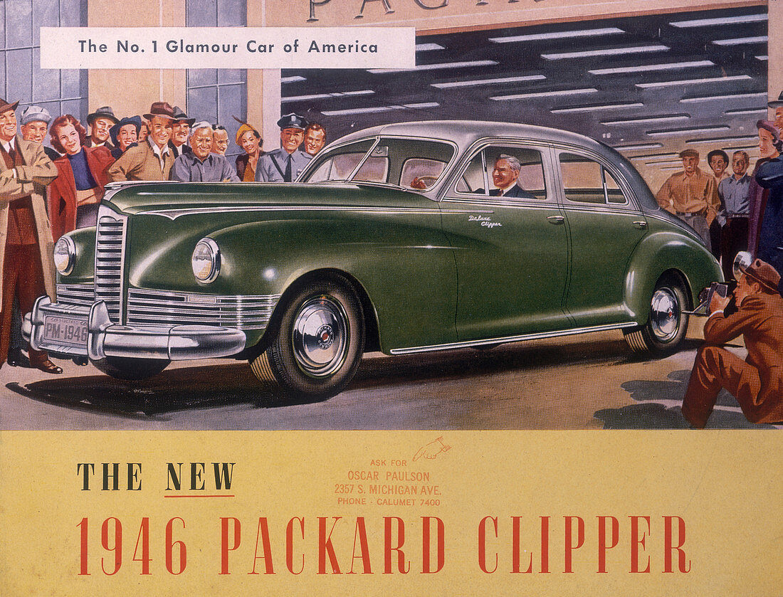 Poster advertising a Packard Clipper, 1946